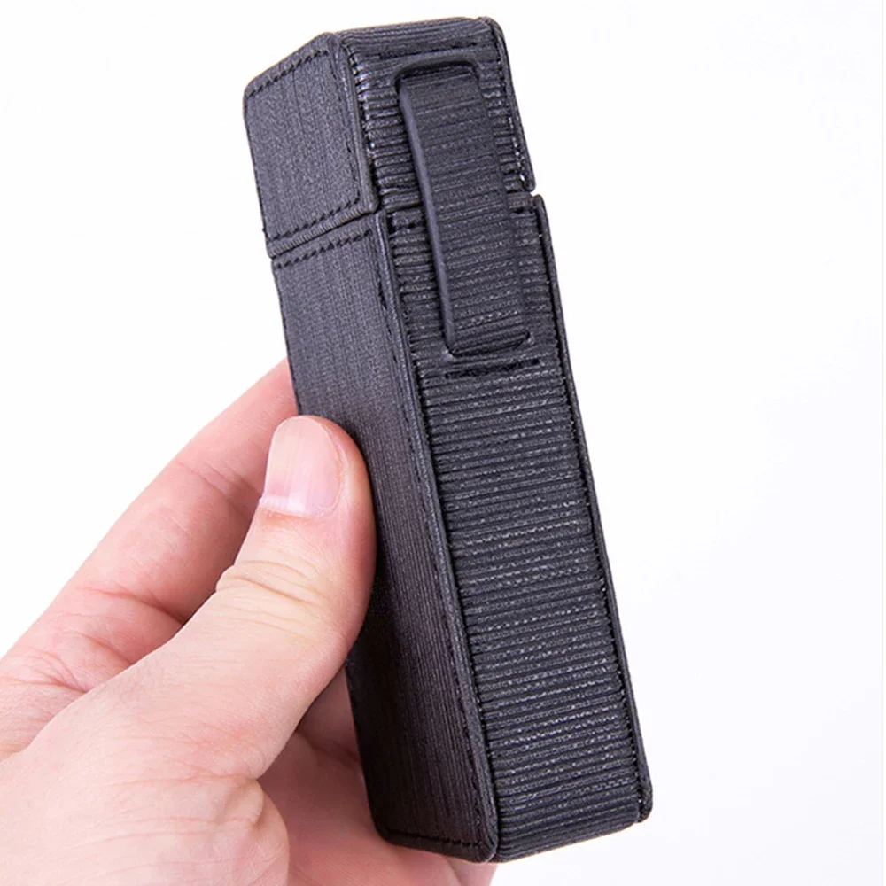 Leather PU Stripe Cigarette Box Button Handle Slim Cigarette Case 100mm Cigarettes Storage Box For Lady Smoking Accessories Gift