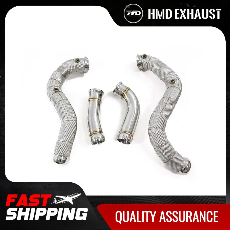 HMD Stainless Steel Exhaust System Performance Downpipe for Mercedes Benz GT63 S C190 4.0T with heat shield