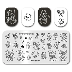 MouTeen156 Big Size Bear Line Art Leaf Nail Plates Stamp King Manicure Set For Nail Art Stamping