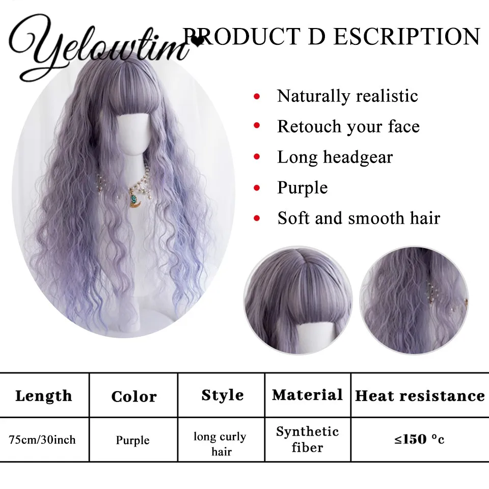 Long Wavy Blue Green Synthetic Lolita Wigs With Bangs Cosplay Woman Wigs Christmas Party Wigs Natural Hair Wigs For Woman Fake H