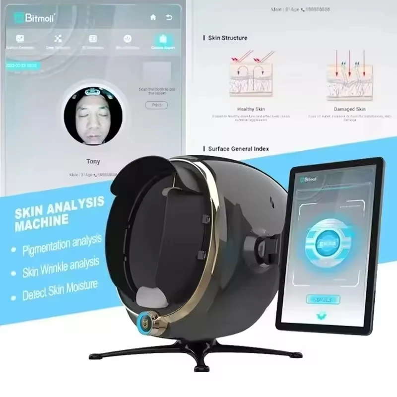 2025، أحدث أداة تشخيص الجلد ثلاثية الأبعاد، محلل الوجه 36 مليون بكسل، كاشف رطوبة البشرة، استخدام الصالون