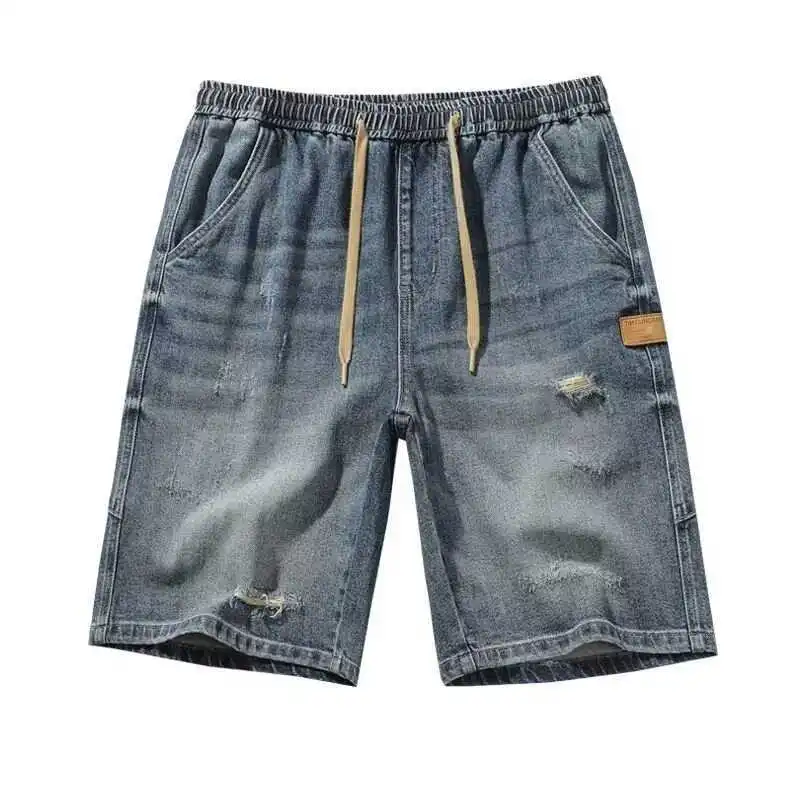 Korean Luxury Clothing 2024 Summer Cowboy Casual Denim Knee Length Shorts Men Washed Designer Boyfriend Short Jeans Trousers