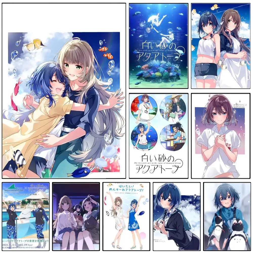 Movie Anime T-The Aquatope on White Sand Poster  Self-adhesive Art Waterproof Paper Sticker Coffee House Bar Room Wall Decor