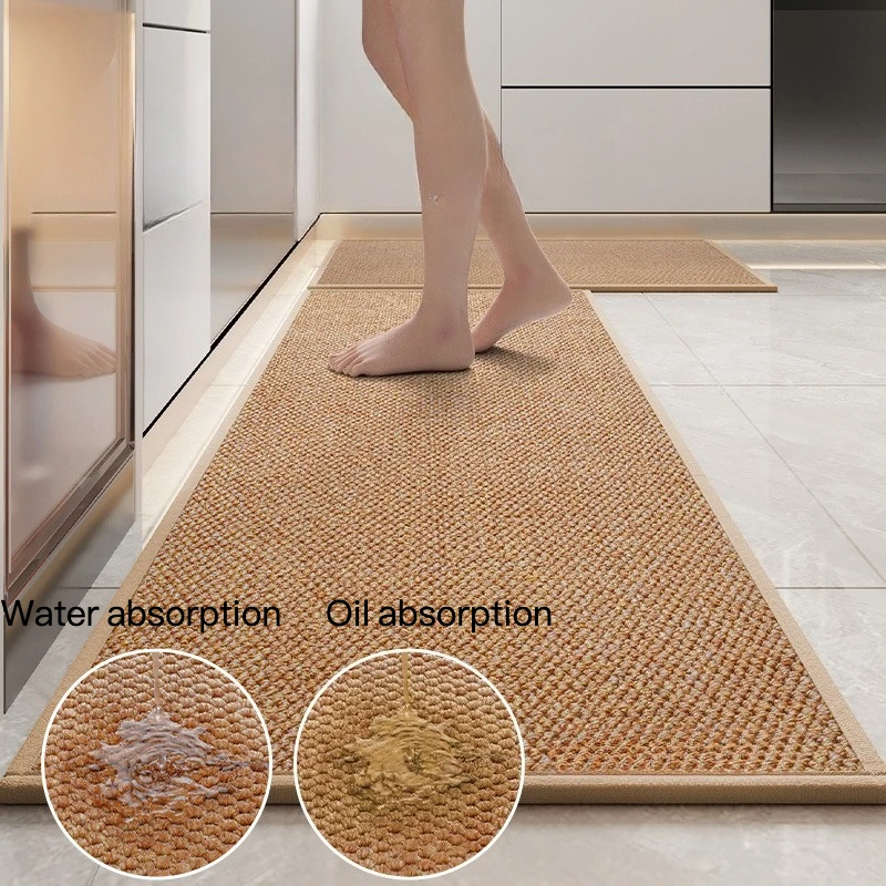 

Kitchen Floor Mat - Anti-Slip Oil Proof Waterproof Carpet, Washable Absorbent Foot Rug for Household Door Protection
