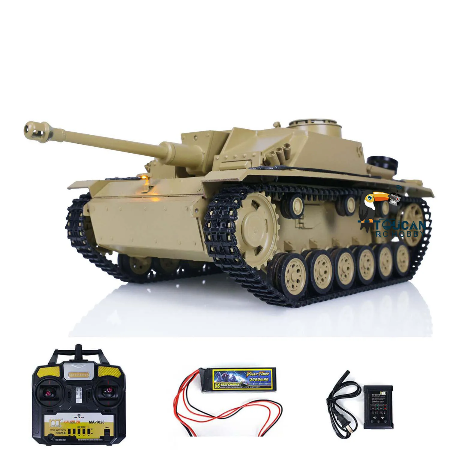 

Metal Mato 1/16 Stug III RC Tank KIT Версия RTR Инфракрасный ствол отдачи желтый 1226 TH00668