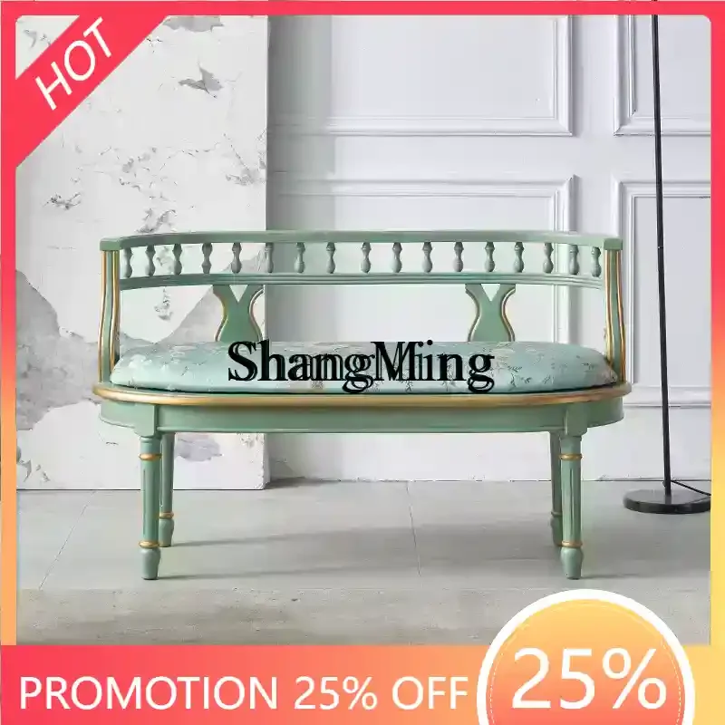 

CL table and chair combination household balcony backrest solid wood painted single chair retro homestay leisure