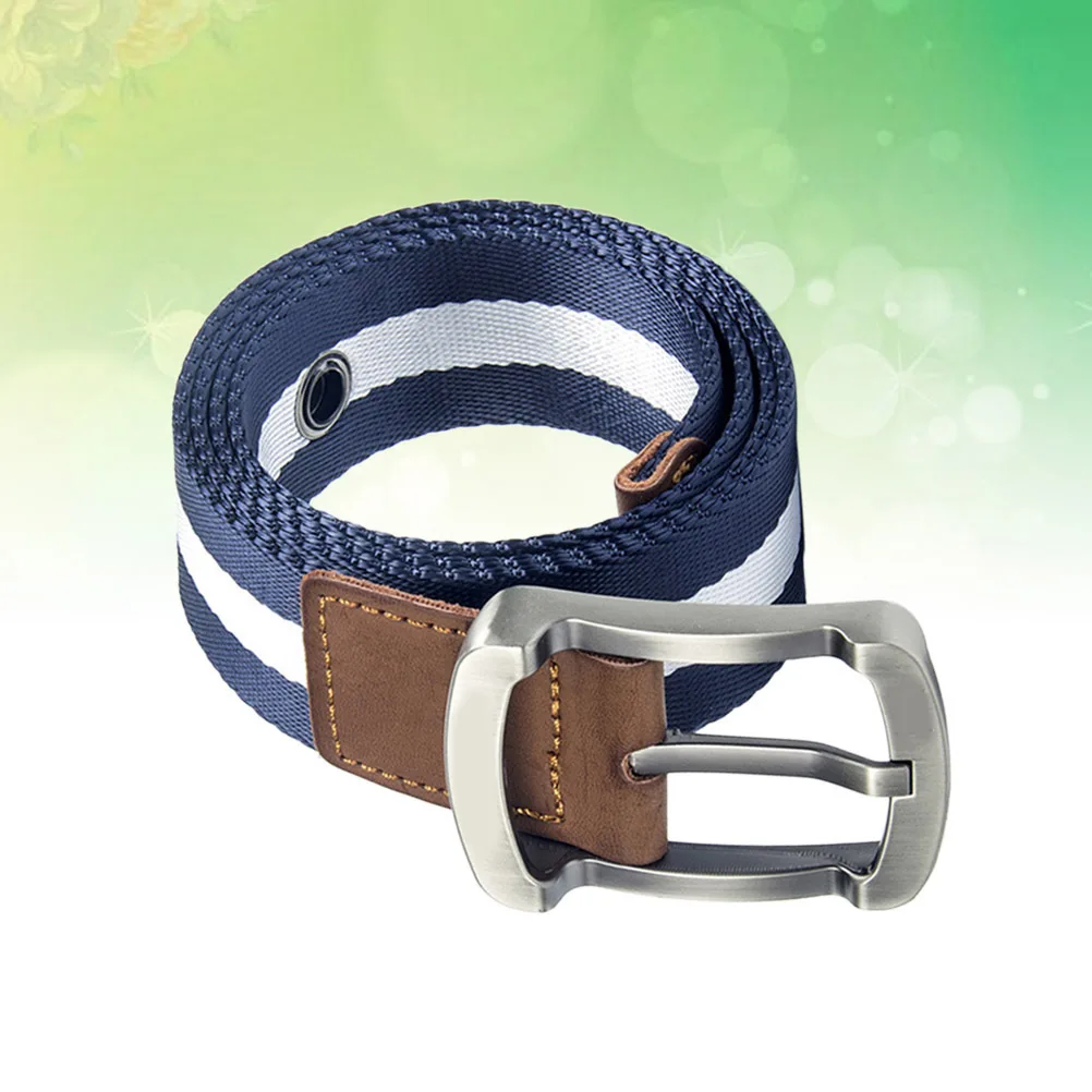 

Mens Durable Strong Nylon Canvas Belt Classic Timeless Design Blue White Tactical Style Belt Sweat Evaporation