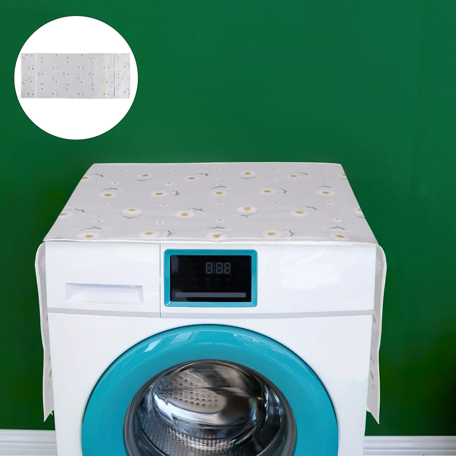 

Daisy Pattern Dustproof Cover for Refrigerator Washing Machine Oven Top Cover Durable 54x130cm Easy Clean Dustproof Fabric