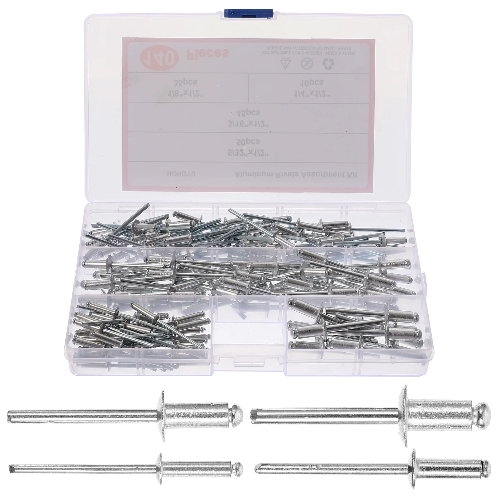 

140 Pcs Aluminum Rivets Assortments Blind Pop Rivets Metal Fasteners Hardware Sheet Metal Door Gutter Repair