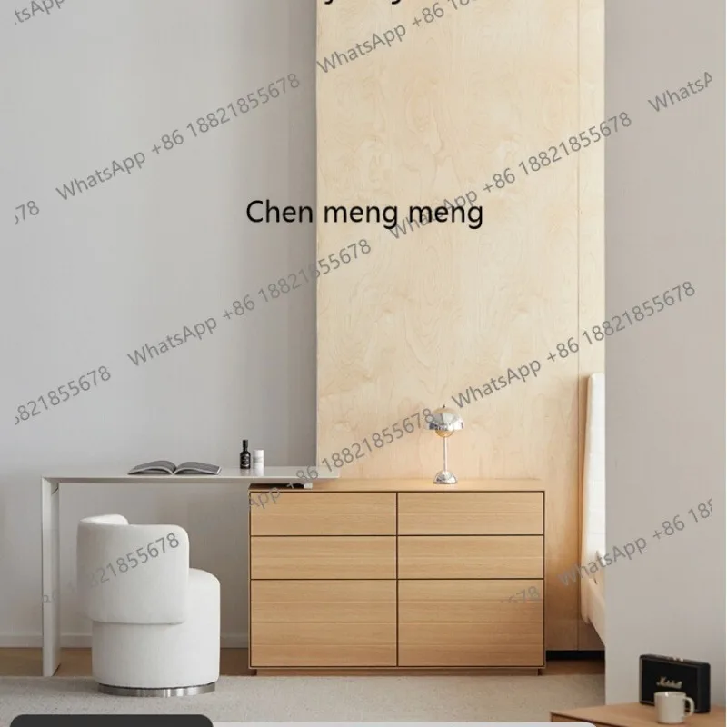 

Dresser chest integrated minimalist Japanese solid wood cream wind log bedroom makeup table