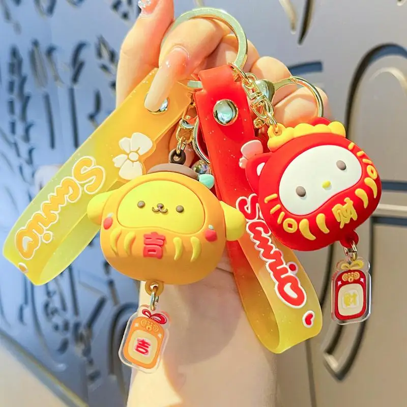 Kawaii Sanrio พวงกุญแจการ์ตูน Hello Kitty Cinnamoroll Kuromi จี้สร้างสรรค์อะนิเมะกระเป๋าเป้สะพายหลังตกแต่งวันหยุดของขวัญ