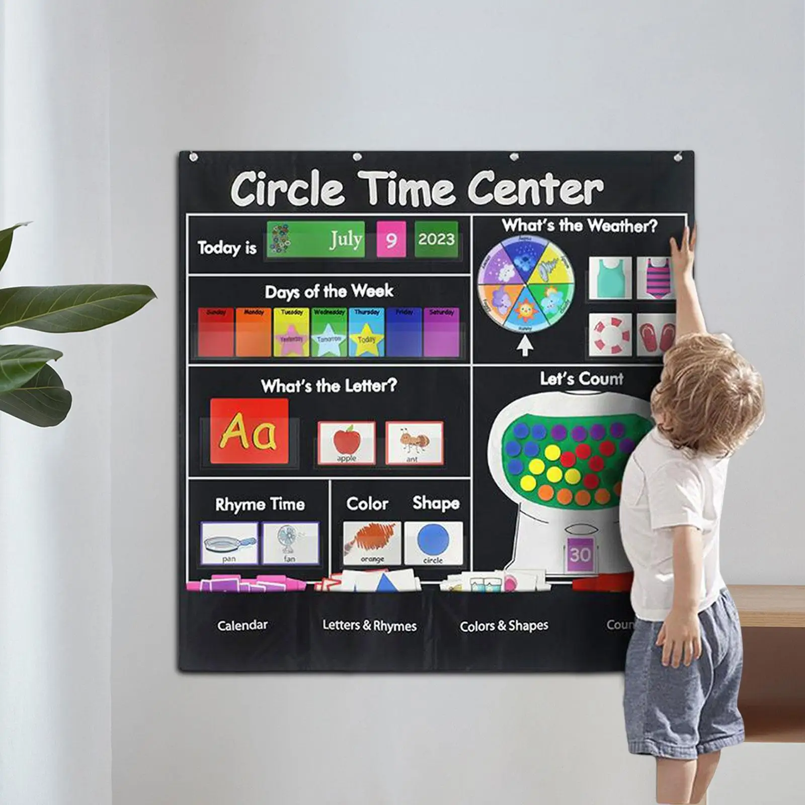 Circle Time Counting Pocket Chart, Contando para ensinar Supp, Color Shape