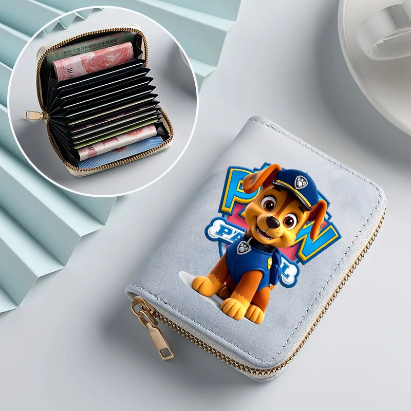 Paw Patrols Batik-Geldbörse aus PU-Leder, niedlicher Cartoon-Druck, kurze Geldbörse, kleine Geldbörse, mehrere Kartenfächer, Geldbörse, Ausweiskartenhalter