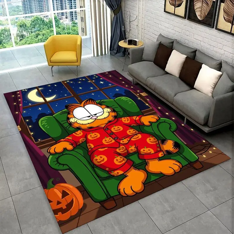 Cartoon Funny G-Garfield Cat Carpet Rug for Playroom Bedroom Living Room Sofa Home Decor,Game Area Rug Non-slip Floor Mat Fest