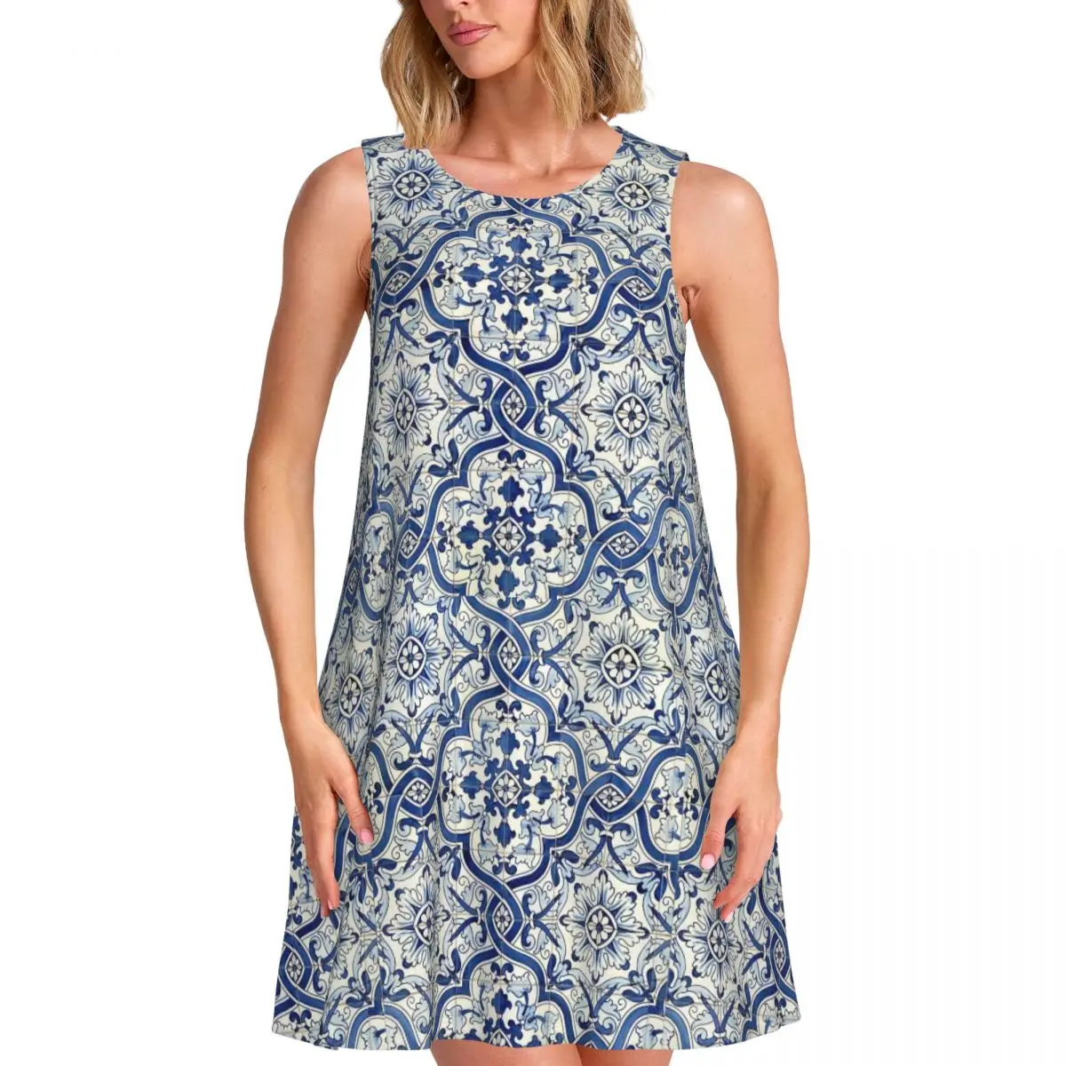 

Модное женское платье без рукавов Toile De Jouy на заказ, французский темно-синий сарафан, повседневное пляжное платье с карманами для путешествий