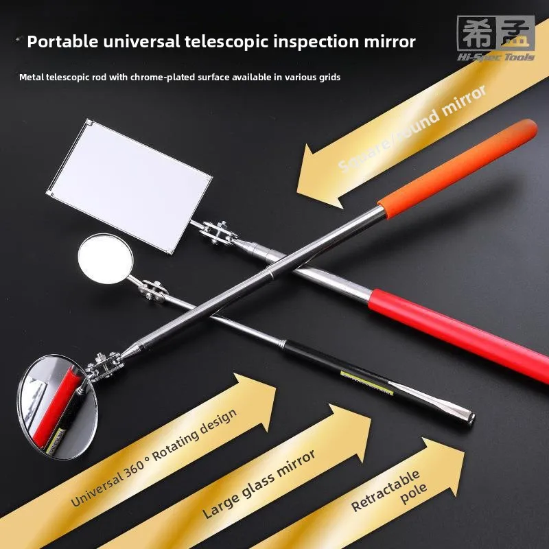 

Premium stainless steel universal swivel telescopic folding inspection mirror for undercarriage and pipeline inspection tool