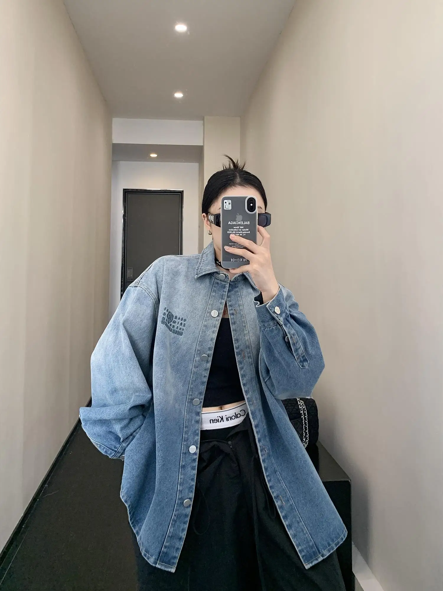 

Retro adient Embroidery Denim irt Jaet Women Loose Long Sve Casual Sle Oisis Brand Cotton Fabric Button up Cardigan