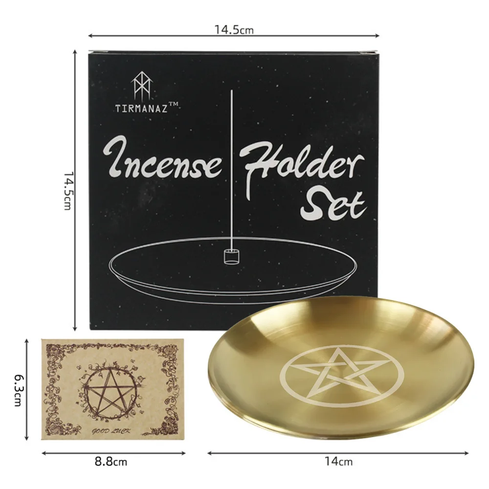 Pagan Ritual Tray Altar Pentagram Plate Crystal Stone Shelves Candle Holder Incense Burner Home Decor Accessories Witch Gift