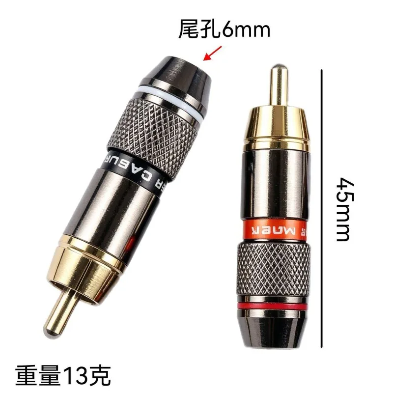 5PCS RCA Soldering Plug, AV Audio Video Connector, Self-Locking RCA Male Plug, 6.0mm Cable Hole for HiFi Audio