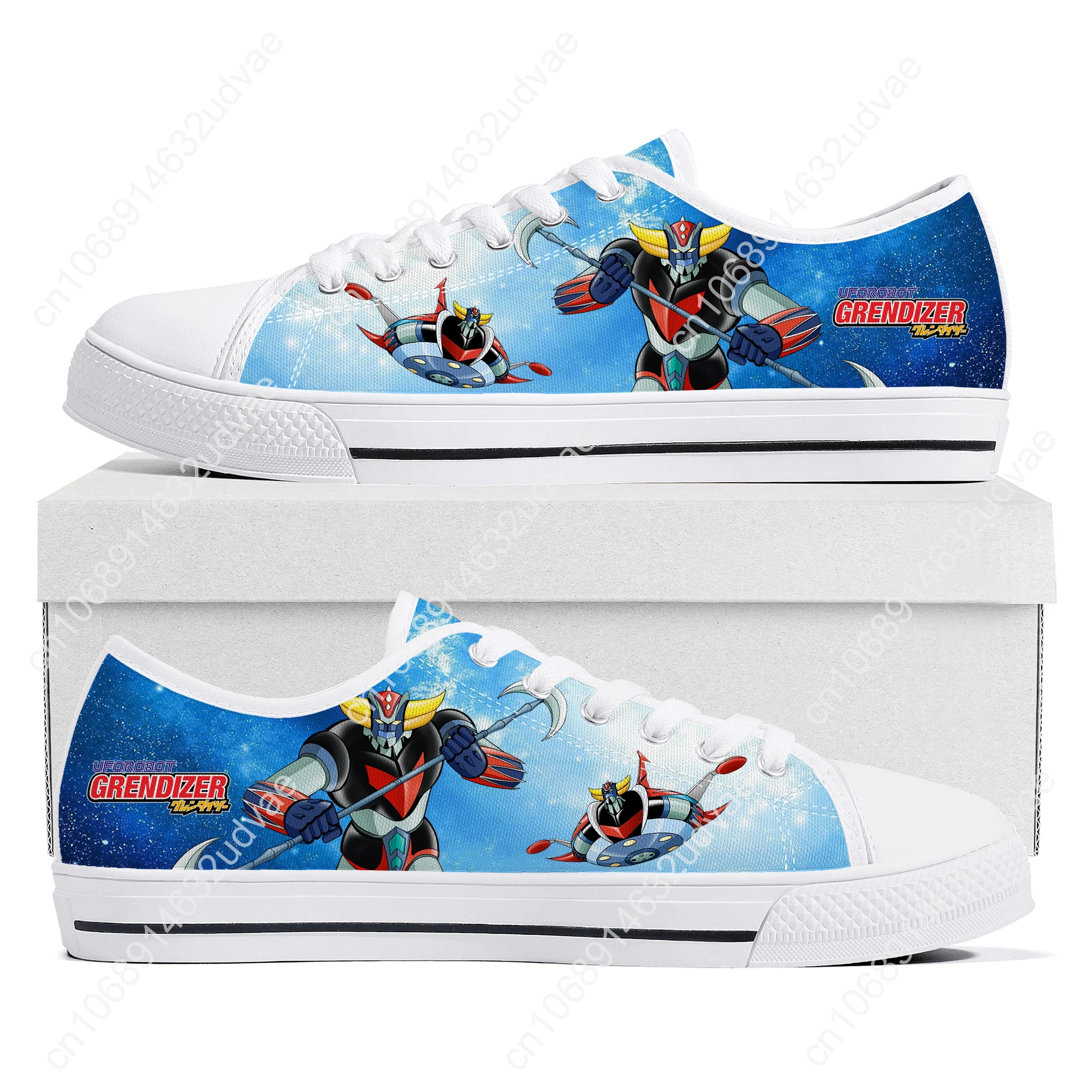 Hot Cartoon UFO Robot Grendizer Anime Low Top Sneakers High Quality Mens Womens Teenager Canvas Sneaker Couple Shoes Custom Shoe