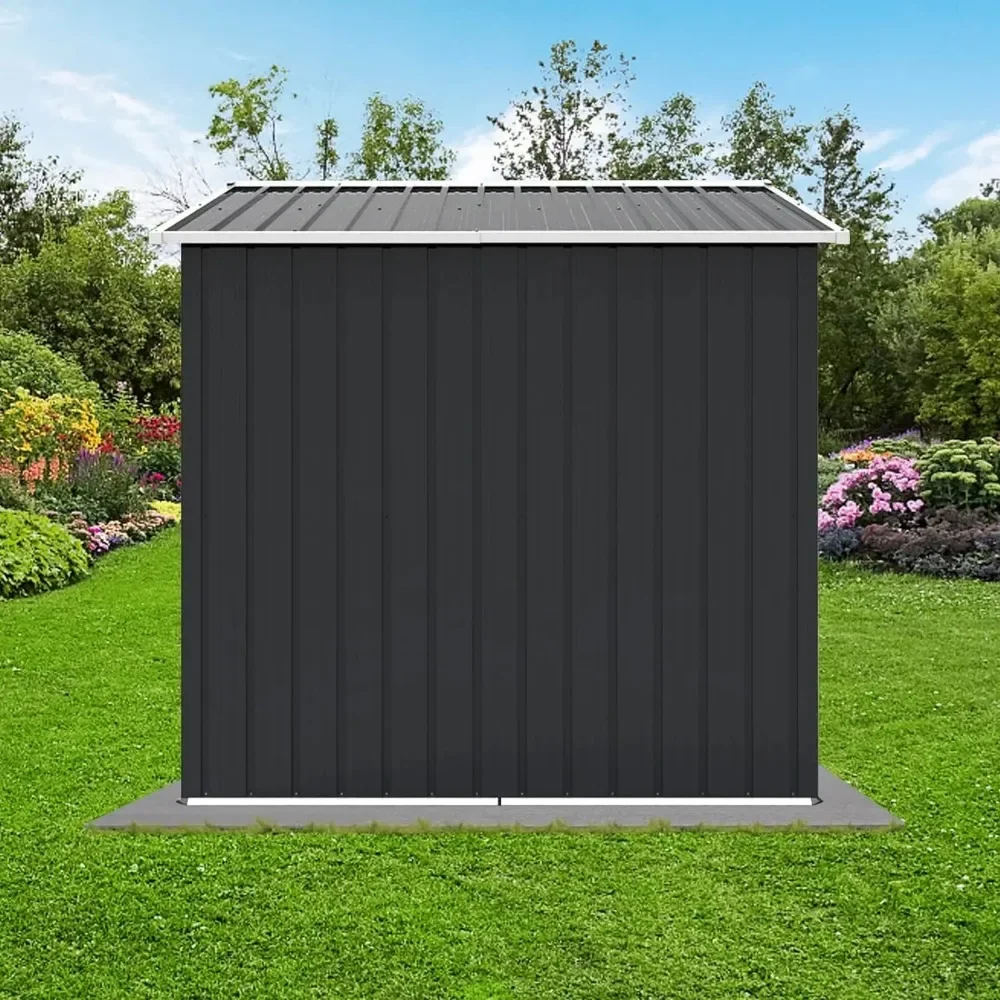 Imagem -03 - Armazenamento ao ar Livre Waterproof Garden Shed Bicicleta Lixo Can Ferramenta Cortador de Grama Metal ao ar Livre para Quintal 8ft x 6ft