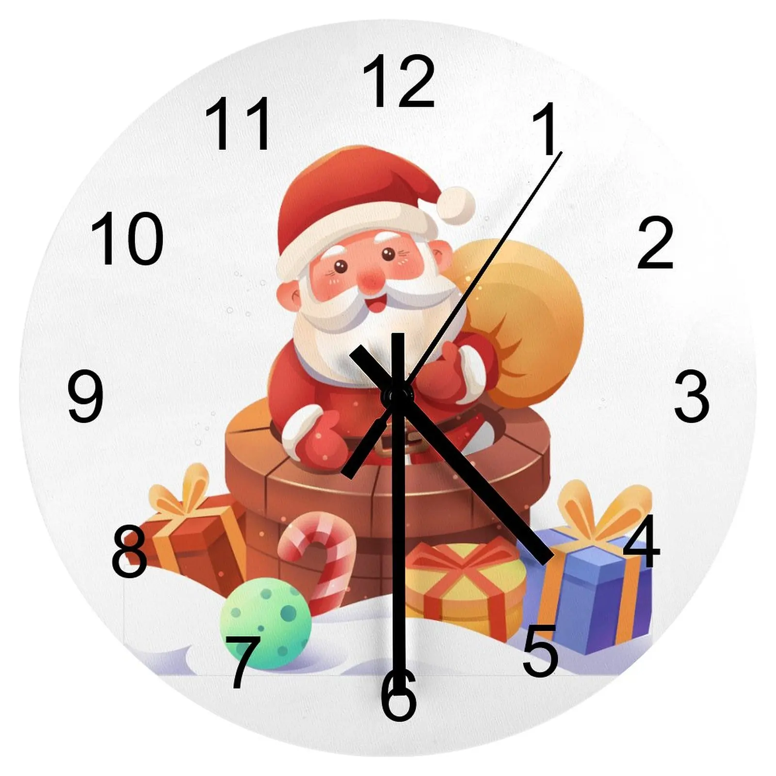 

Dining Room Wall Clock Santa Claus Clocks 12 inch Mute Wooden Round Creative Durable Fantasy