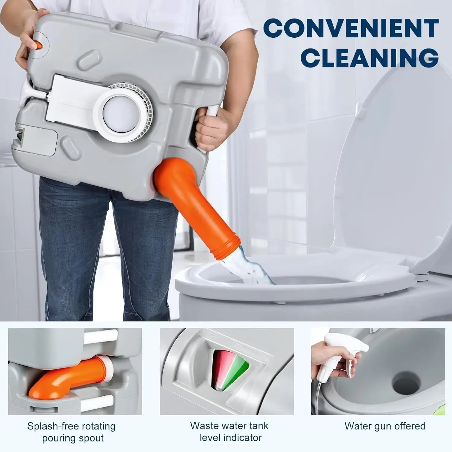 W_5.8 Gal Camping Toilet: Portable Toilet for Adults with Diagonal Elongated Bowl Seat, Large Waste Tank,