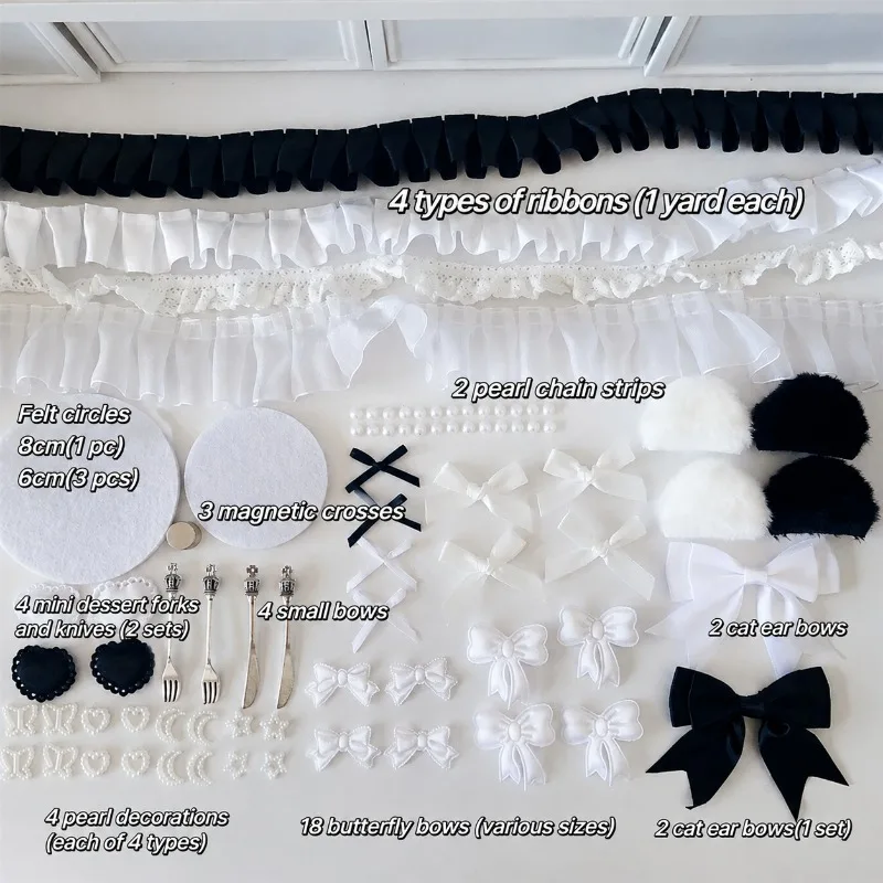 Badge Decoration DIY Material Kit Colorful Lace Ribbon Bow Accessory Set Cute Girlish Craft Supplies for Ita Bag Decor Cheer