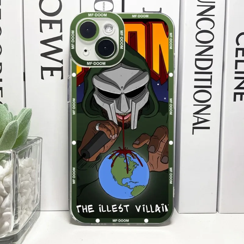 MF DOOM Rapper Phone Case Telefoon For IPhone 14ProMax 13 14 12 11 Pro Max Mini Transparent Angel Eyes Cover