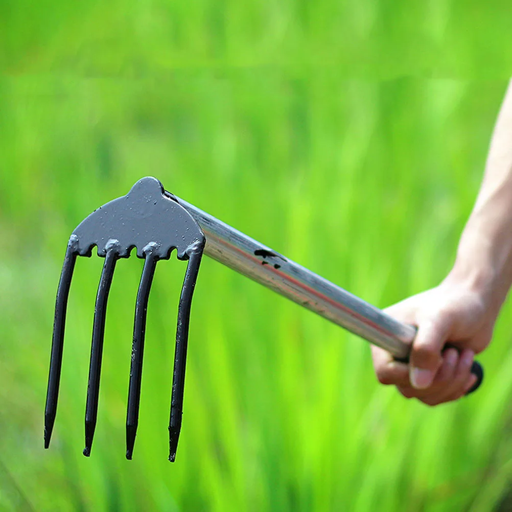 

2Pcs Four Teeth Garden Rakes Steel Durable Ergonomic Handle Soil Loosening Digging Earthnut Cultivation Hand Tools