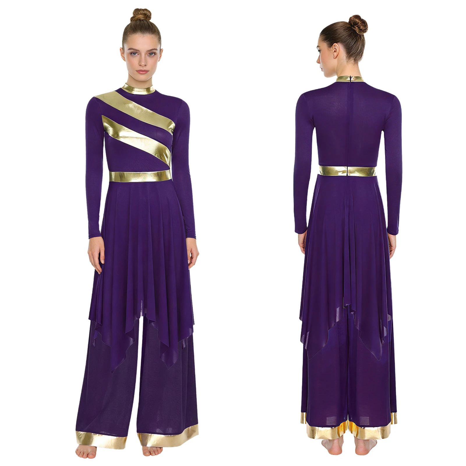 

Женский костюм для литургического поклонения, костюм для лирического танца, платье-туника с длинными рукавами и широкими брюками, танцевальная одежда