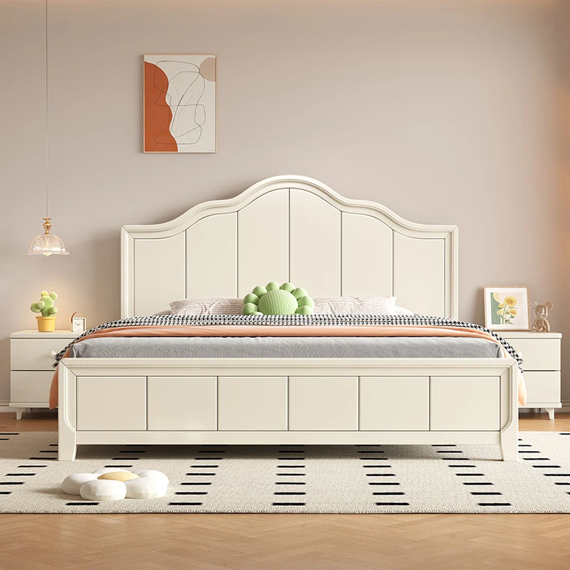 Wood Waterproof Double Bed European Bedroom Kawaii Modern Twin Queen Beds Luxury Headboard White Camas De Dormitorio Furniture