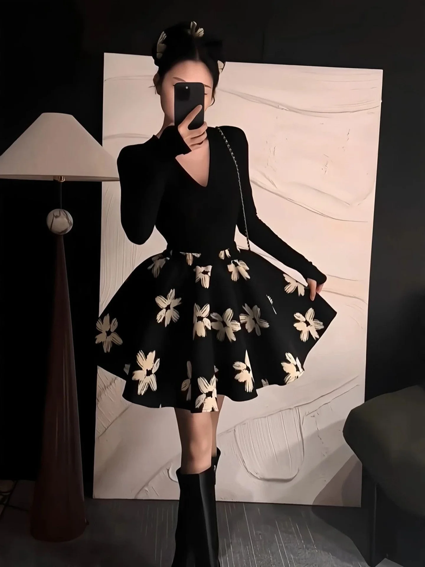High Waist Black Puffy Short Skirt Women's Long Hepburn Style Elasticated Skirts Autumn Season Fashion Commute Artistic