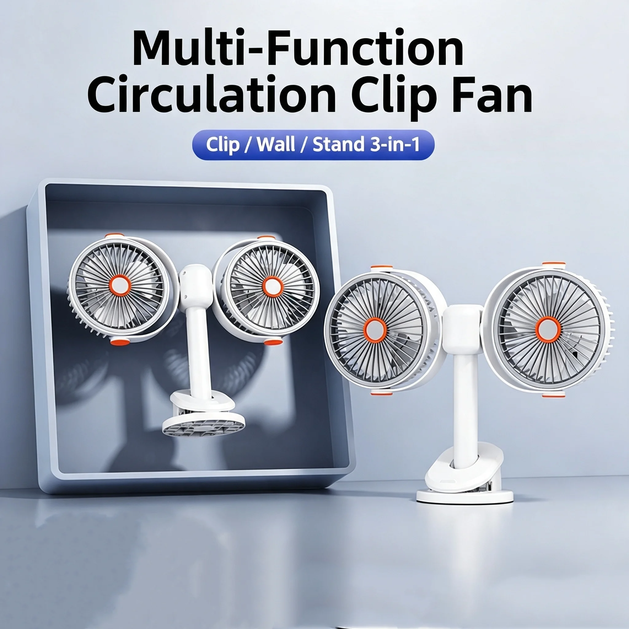 New Dual Head Fan Clip USB Charging Fan Student Dormitory Home Wall Mounted Fan Desktop
