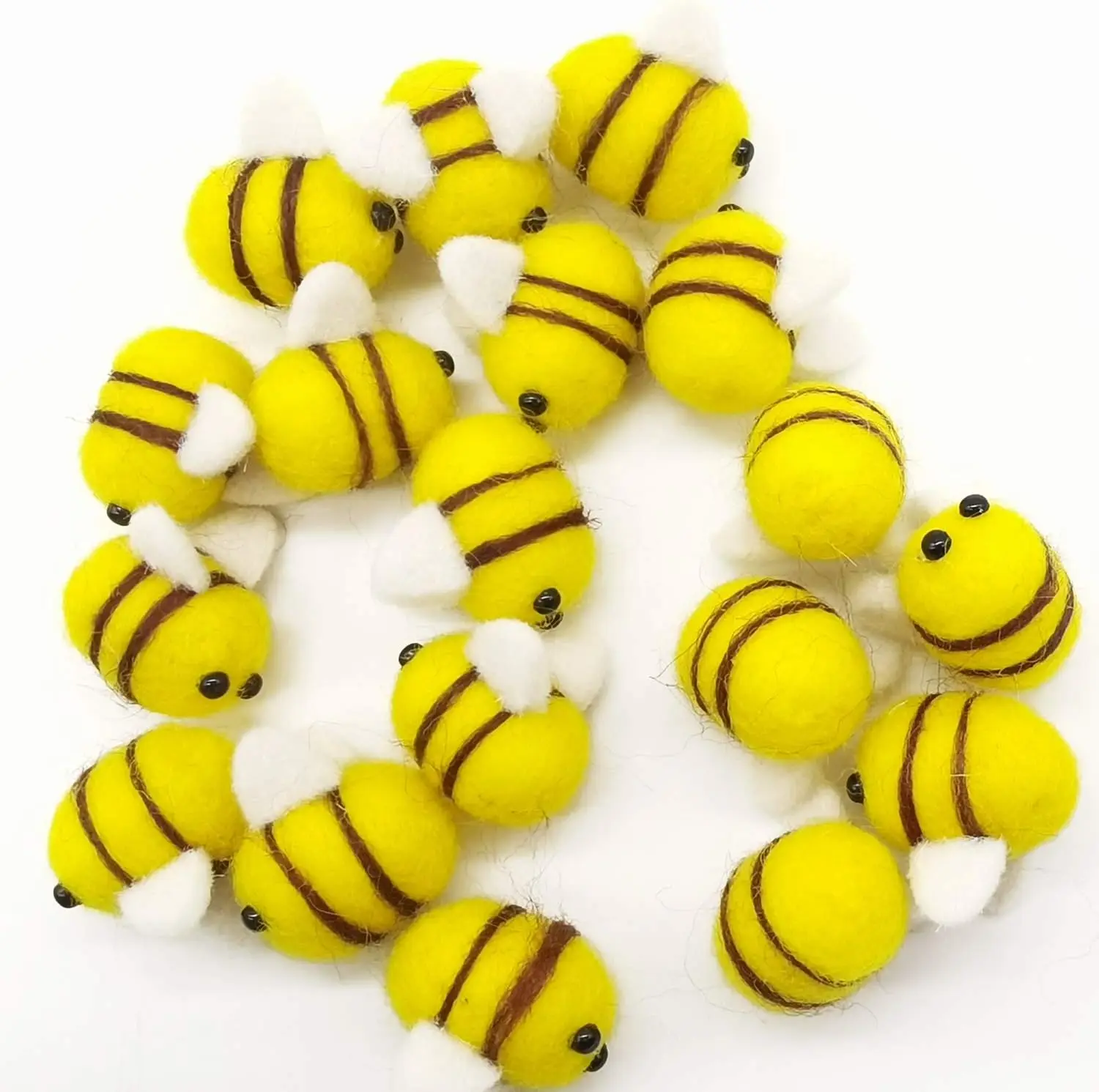 20PCS Wool Felt Bumble Bee Cute Bee Craft Ball Nursery Perfect for Baby Room Shower Gift Decorations or Costume Accessories