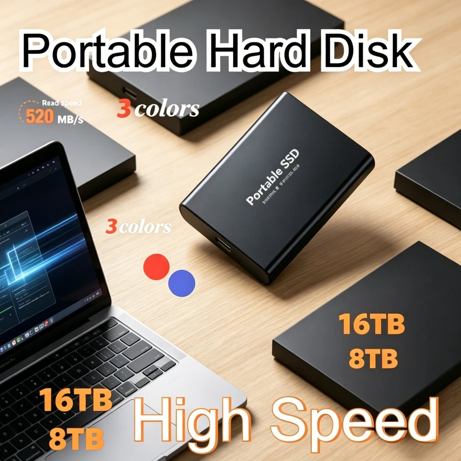 

[Brand+] Original T5 Black Portable External SSD USB3.1 High Speed State Drive 1TB Mini External Hard Drive for Laptop PC Mac