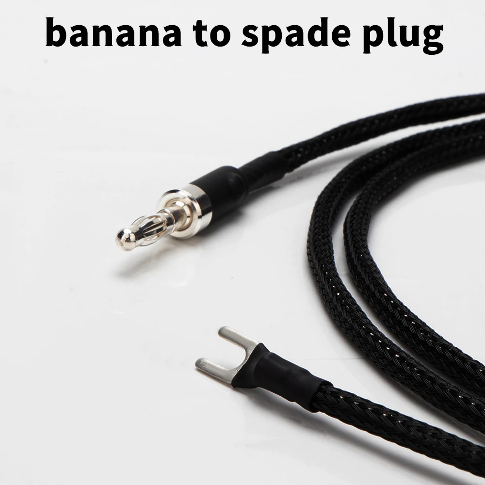Hi-End Silver Plated Copper LP Vinyl Phono Amplifier Ground Wire with Y Spade Plug/Lantern Type Banana Plug HiFi Bridge Cable