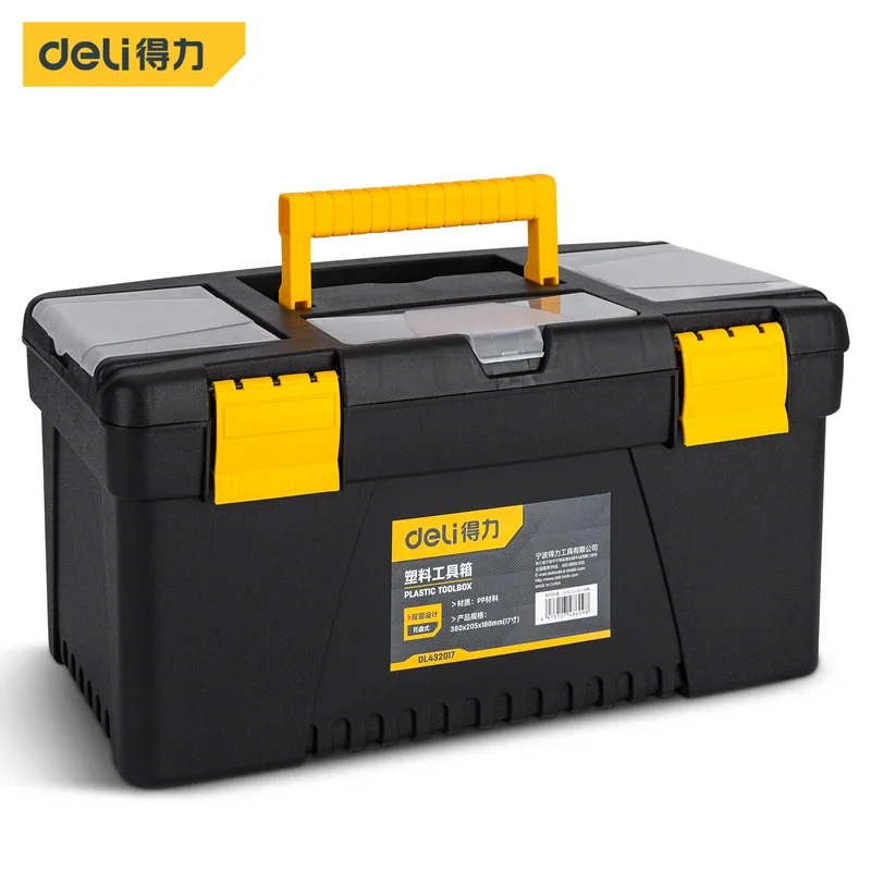 Deli 17 Inch 2 Layers Multiple Styles Tool Box Multifunction Hand Tools Storage Case Portable Household Tools Organizer Boxes