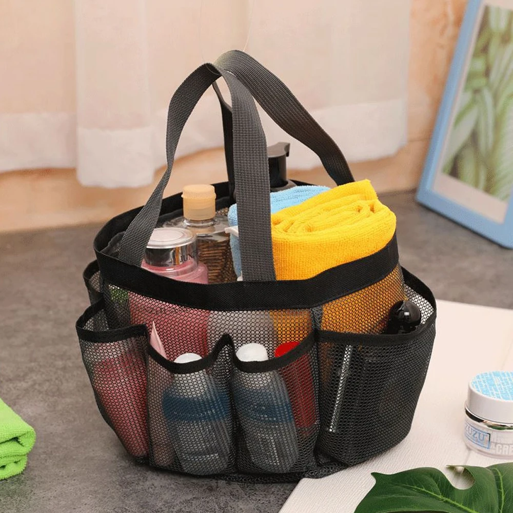 Mesh Shower Quick Dry Shower Caddy Shower Basket Tote Bag Large Capacity Shower Organizer Bag with Handle for Beach Swimming Gym