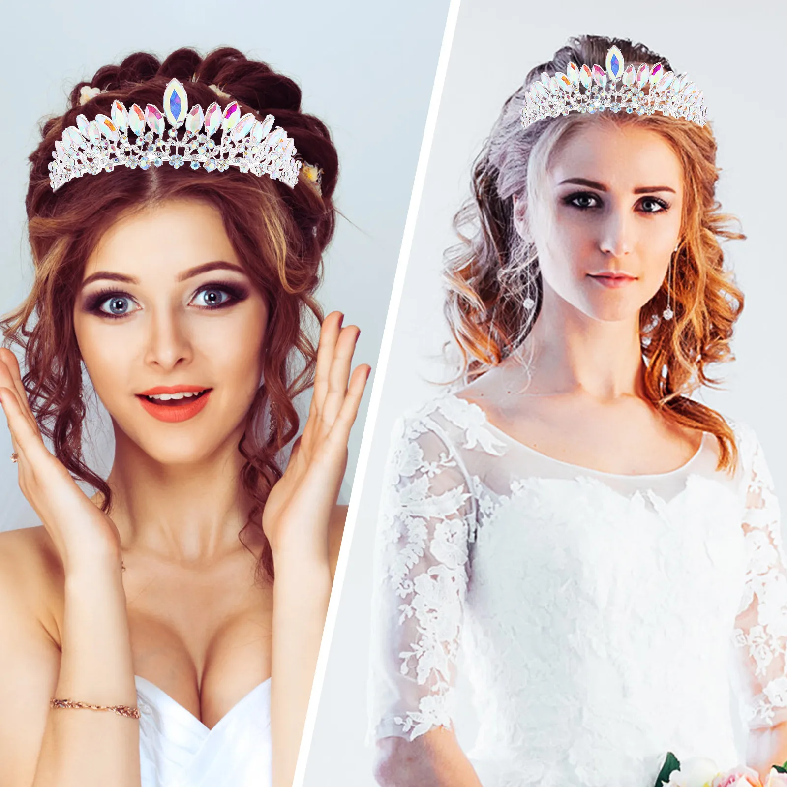 Rhinestone Crown Metal Tiara Wedding Bridal Hair Accessories Party Prom Stage Performance Headband New Bride Crown