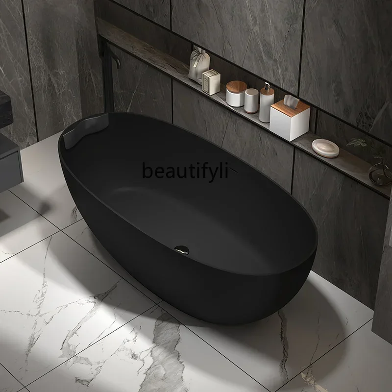 Small apartment bathtub artificial stone thin edge black bathtub B & B home standard