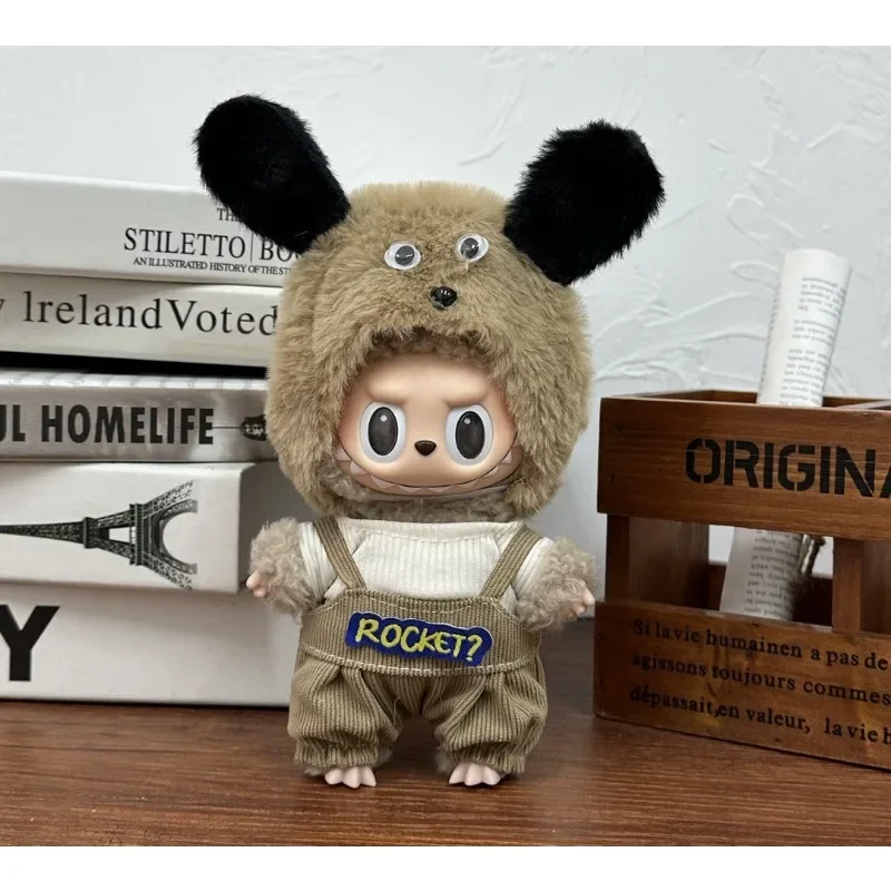 17 cm Labubu-Anhänger, Babykleidung, Vinyl, Labubu-Puppe, kann getragen und für Plüschtiere, Kleidungsset, Kinderspielzeug geändert werden