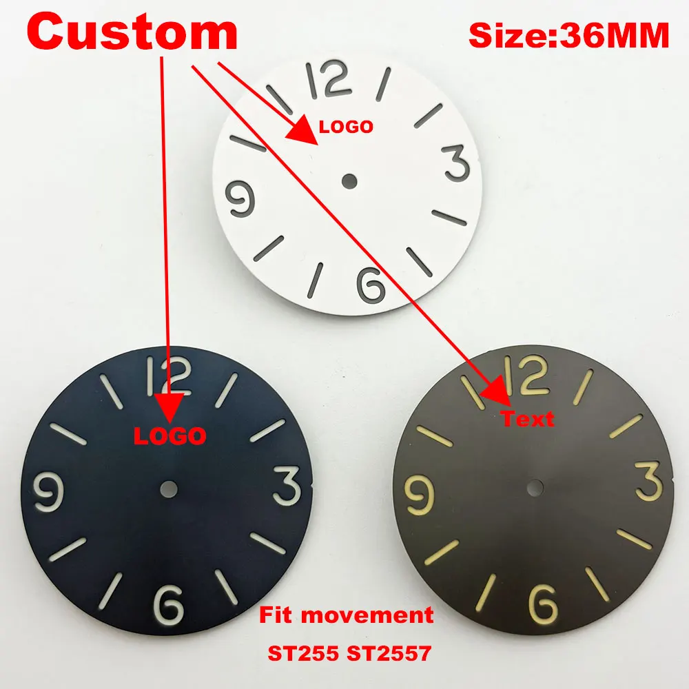 

Sandwich Dial 36mm High-Quality C3 Night Light Suitable for St2555 St2557 Automatic Movement Customizable Logo and Text