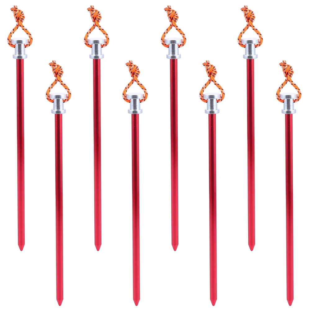 

8pcs Tent Pegs Camping Stakes Durable Aluminum Lightweight Accessories Guy Lines Hiking