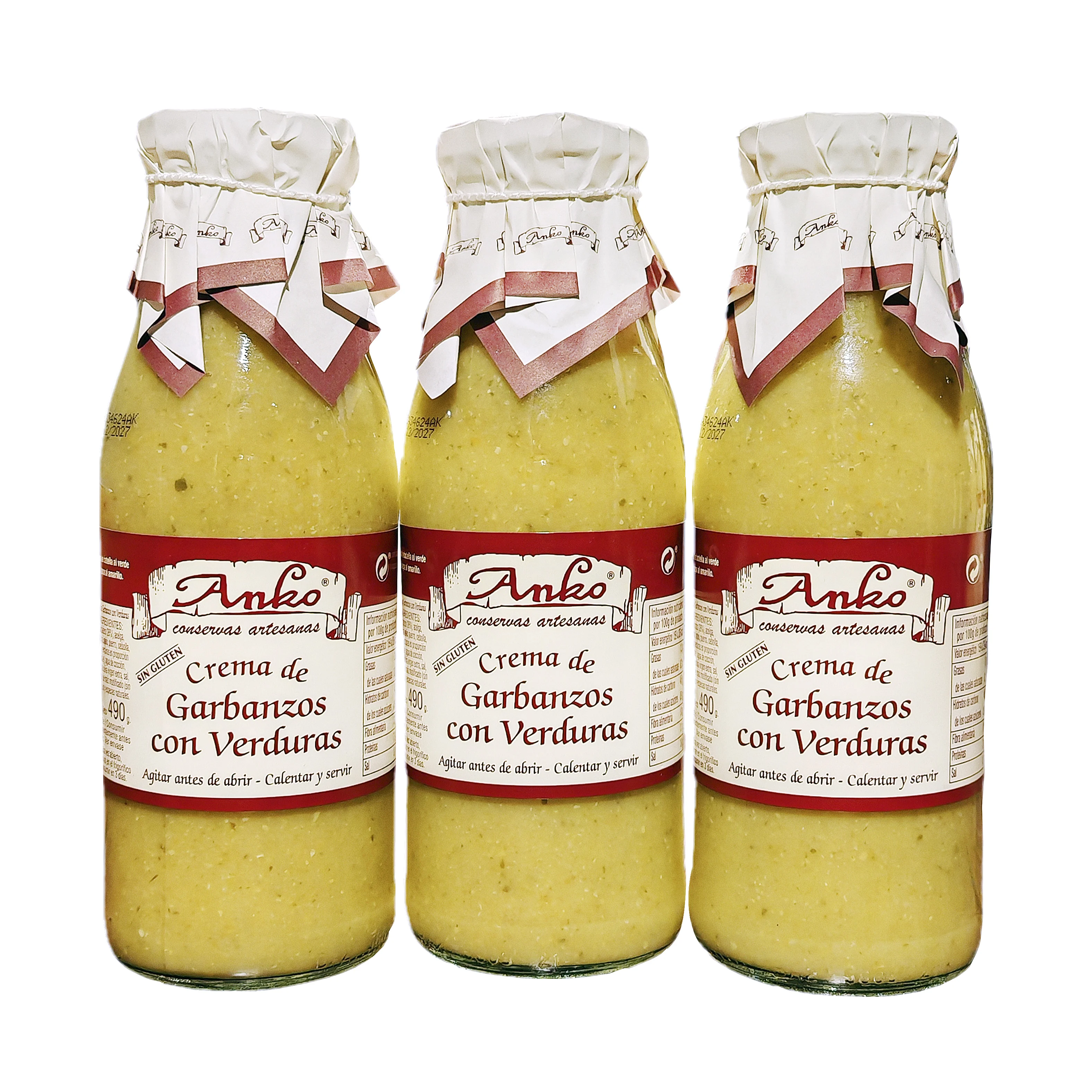 Crema de garbanzos con verduras de Anko (Pack de 3 unidades de 490 g)