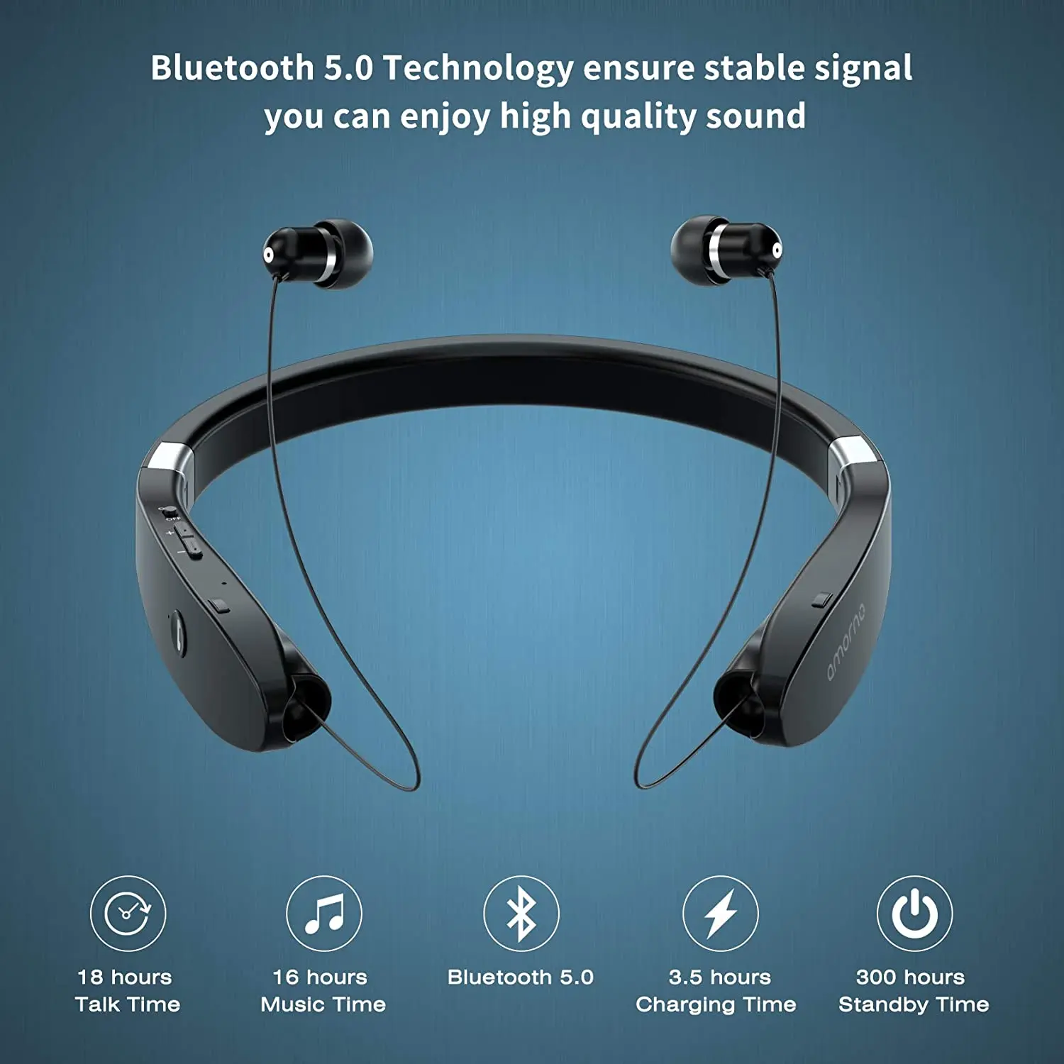 SX-991 Wireless Stereo Bluetooth Headset 5.0 Folding Universal Sports Music Noise Reduction Neckband With Microphone Wireless