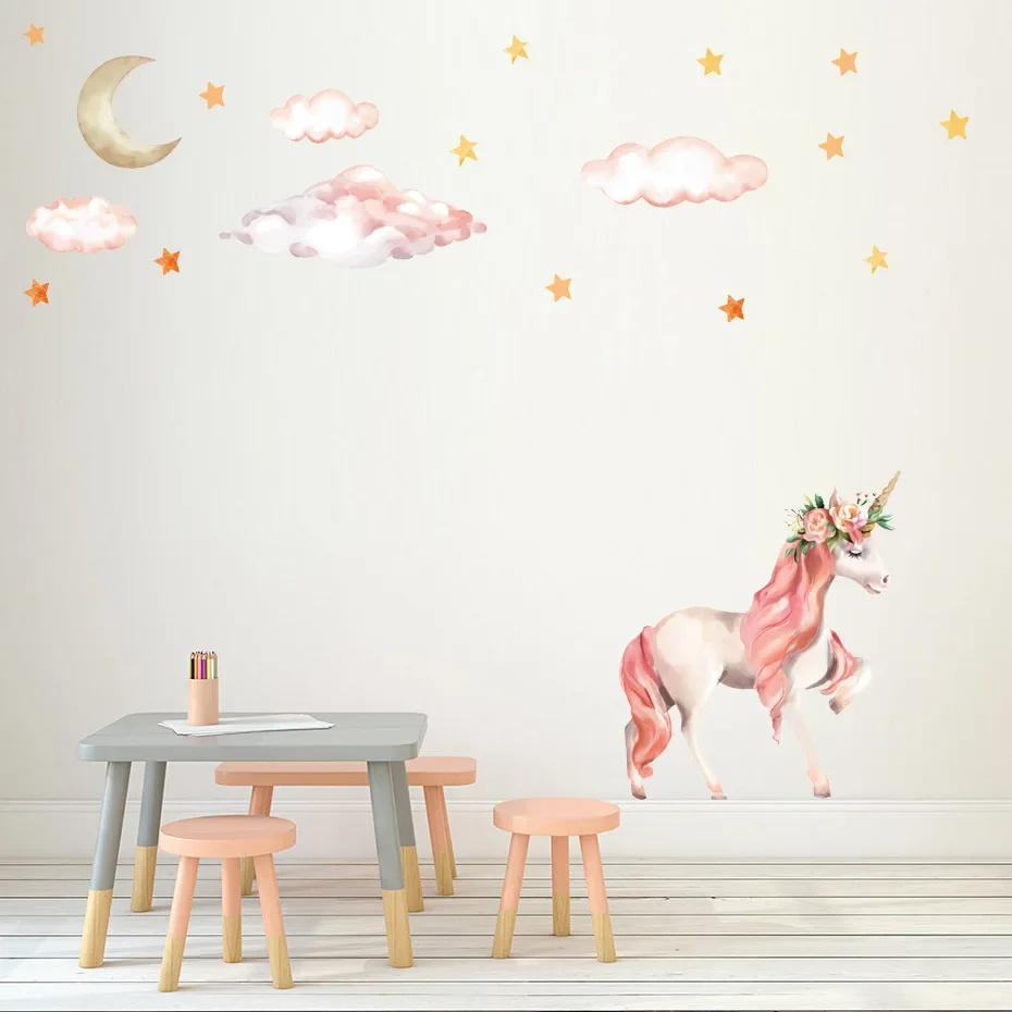 Molti cartoni animati fenicottero unicorno adesivi murali per bambini ragazzi ragazze camere camerette animale palloncino decorazione della parete decorazione della stanza dei bambini