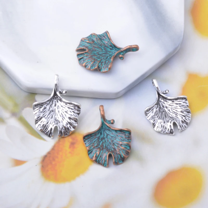 10pcs Bohemian style Antique bronze Ginkgo Charms Metal  Pendants DIY Making Earrings Women  Jewelry