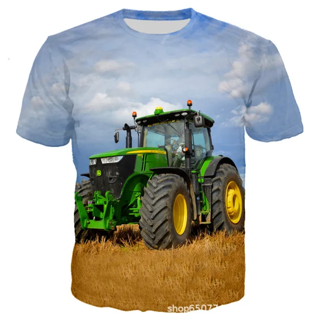 Summer Funny Farm Tractor Pattern 3D Print Men\'s T-shirts Casual Short Sleeve Oversized Pullover Fashion Streetwear Men Clothing
