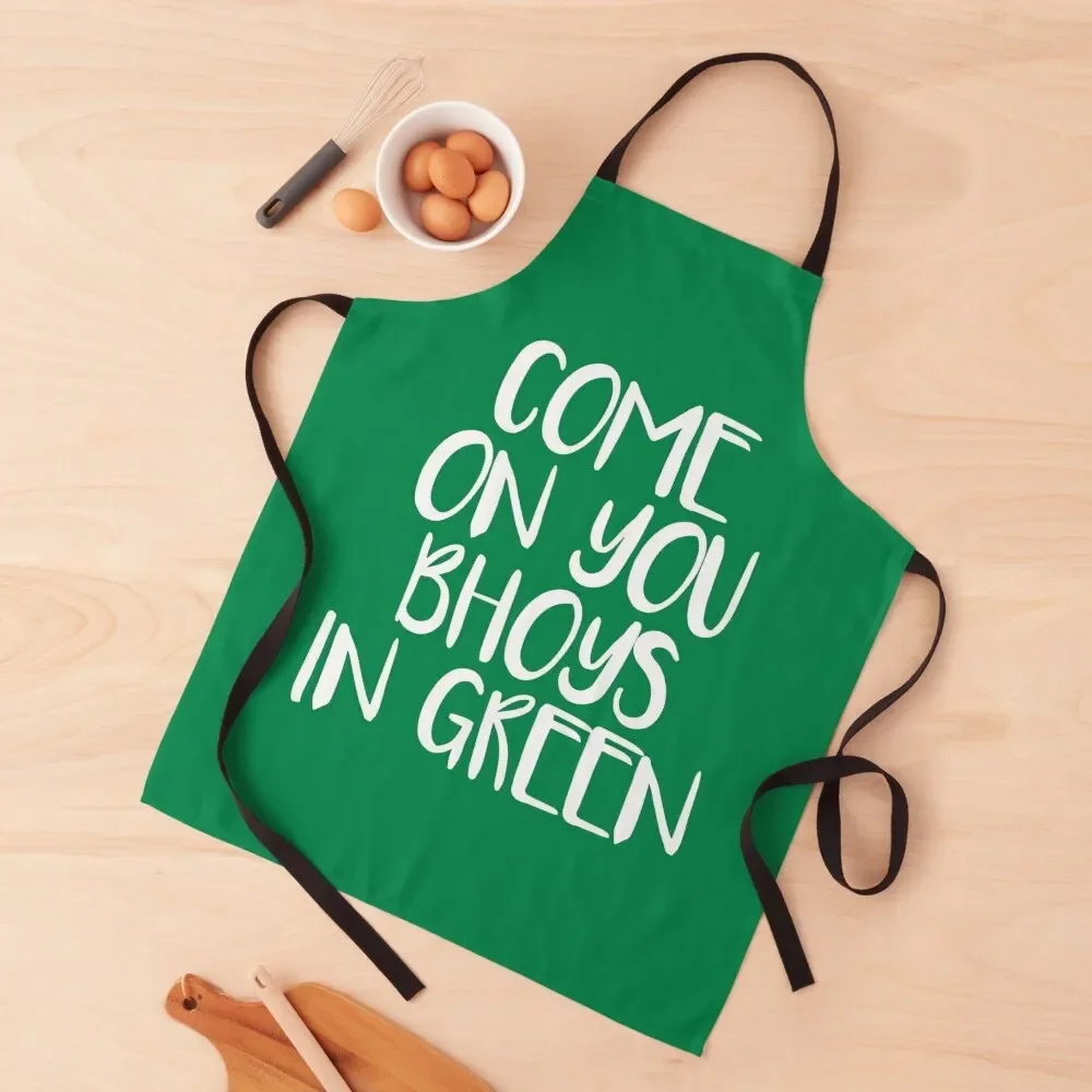 COME ON YOU BHOYS IN GREEN, Glasgow Celtic Football Club White Text Design Apron Children'S christmas kitchen Apron